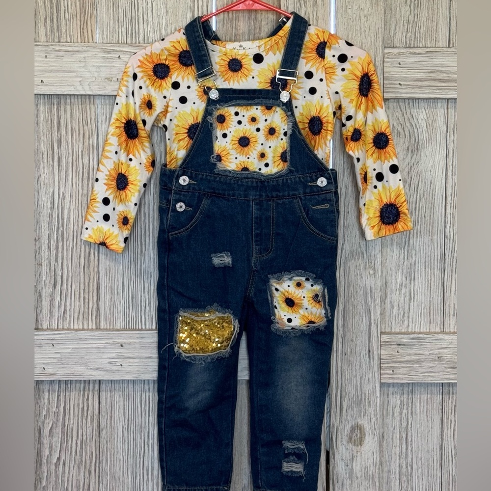 Sunflower Kids Overalls with Denim Bottoms Sz L 4T